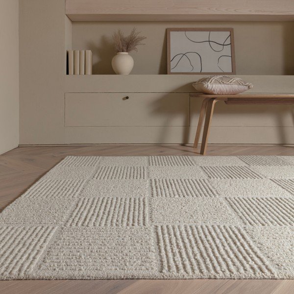 Tappeto in lana avorio tessuto a mano 120x170 cm Zennith Grid - Asiatic Carpets-image-1