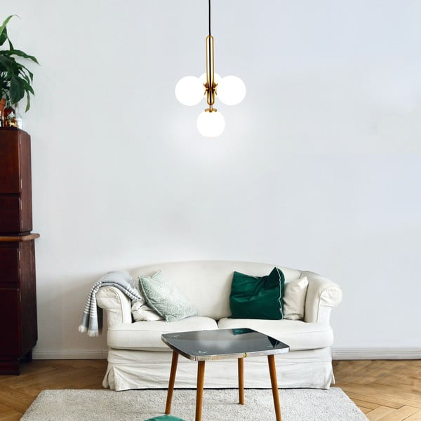 Lampada a sospensione di colore oro, altezza 120 cm Musa - SULION-image-2