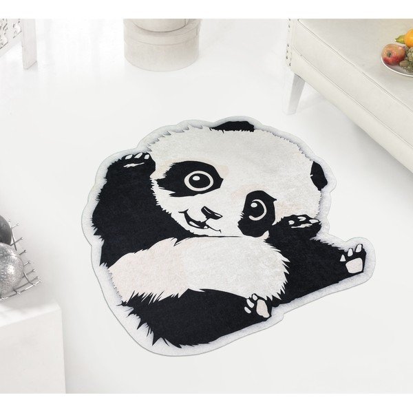 Tappeto bianco e nero per bambini ø 120 cm Cuddly Panda - Vitaus-image-1