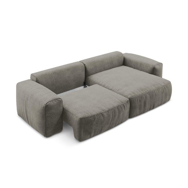 Divano angolare grigio allungabile (con penisola a destra/con chaise lounge) con rivestimento in ciniglia Kuki – Makamii-image-4