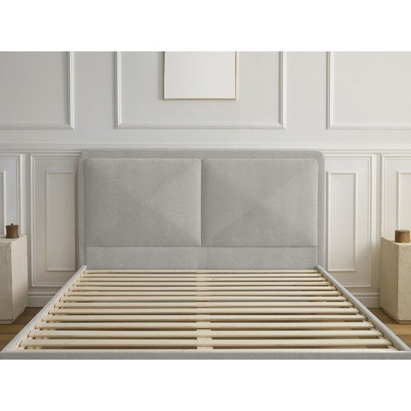 Letto matrimoniale imbottito grigio imbottito con rete inclusa 180x200 cm Mara – Bobochic Paris-image-2