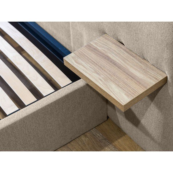 Letto matrimoniale imbottito beige con contenitore con griglia 160x200 cm Blandine - Bobochic Paris-image-4