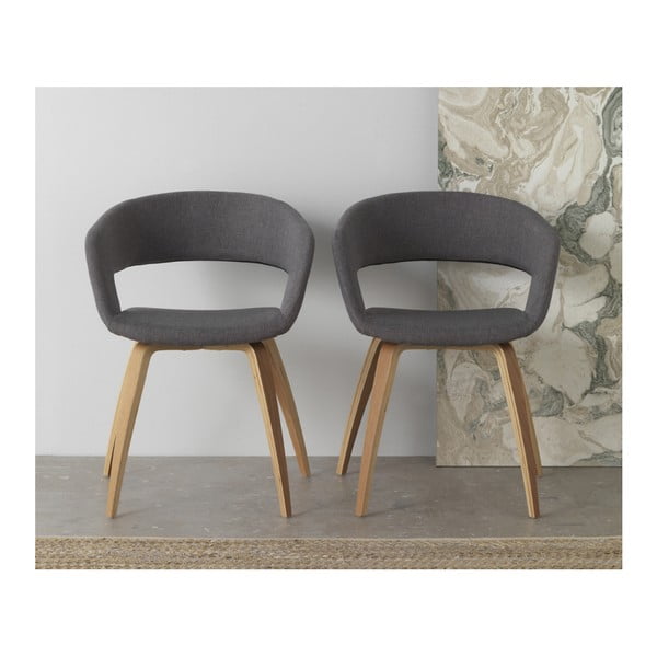 Set di 4 sedie da pranzo in legno con rivestimento grigio - Geese-image-2