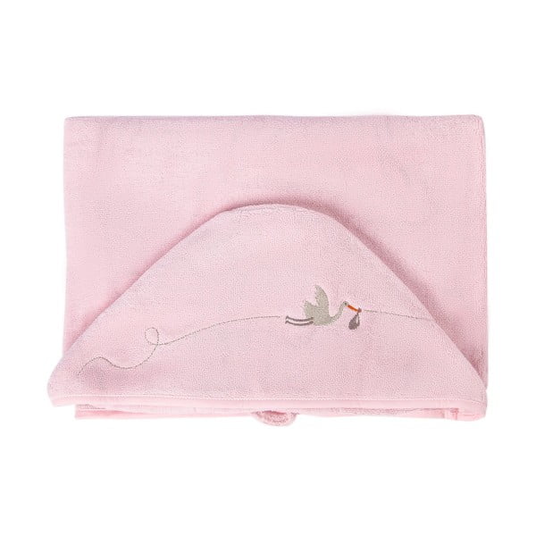 Asciugamano per neonati in cotone rosa con cappuccio 80x135 cm Bebemarin - Foutastic