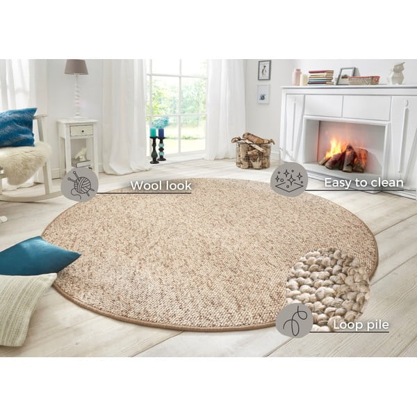 Tappeto beige-marrone , ⌀ 200 cm Wolly - BT Carpet-image-4