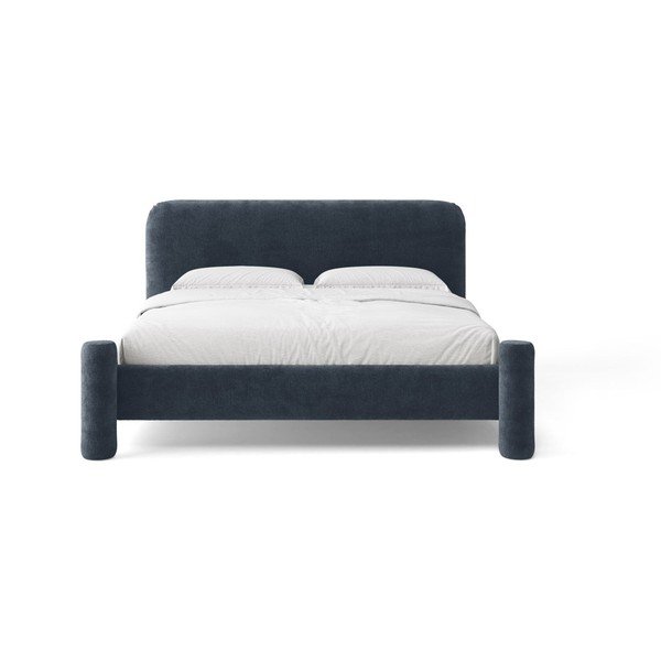 Letto matrimoniale imbottito blu scuro con rete inclusa 140x200 cm Vera – Micadoni -image-3