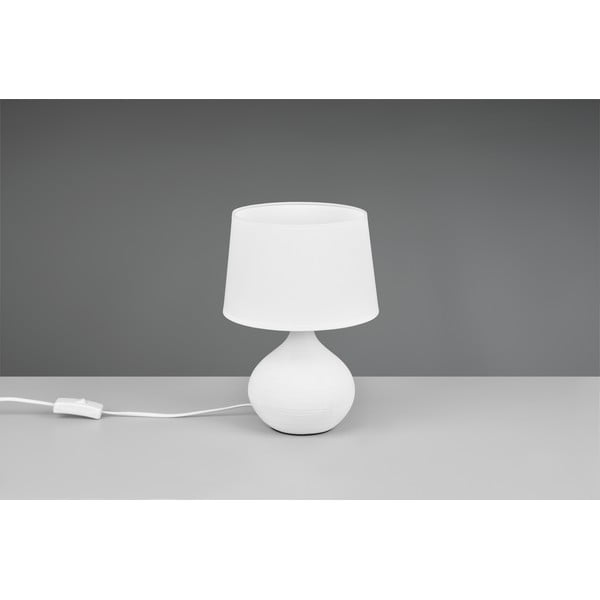 Lampada da tavolo in ceramica bianca e tessuto, altezza 29 cm Martin - Reality-image-3