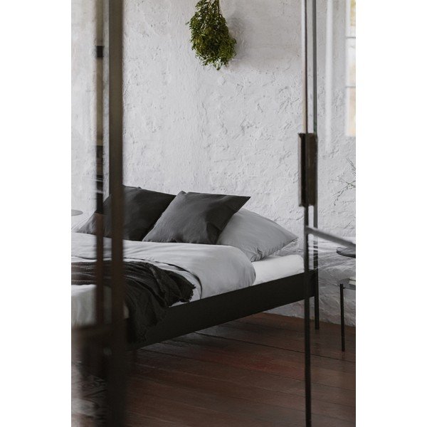 Letto matrimoniale nero in acciaio senza testiera/con baldacchino con rete inclusa 200x200 cm Eton – noo.ma-image-4