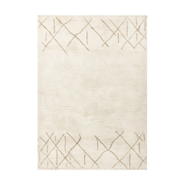 Tappeto in lana lavabile e tessuto crema 160x230 cm Azera Crosshatch - Asiatic Carpets