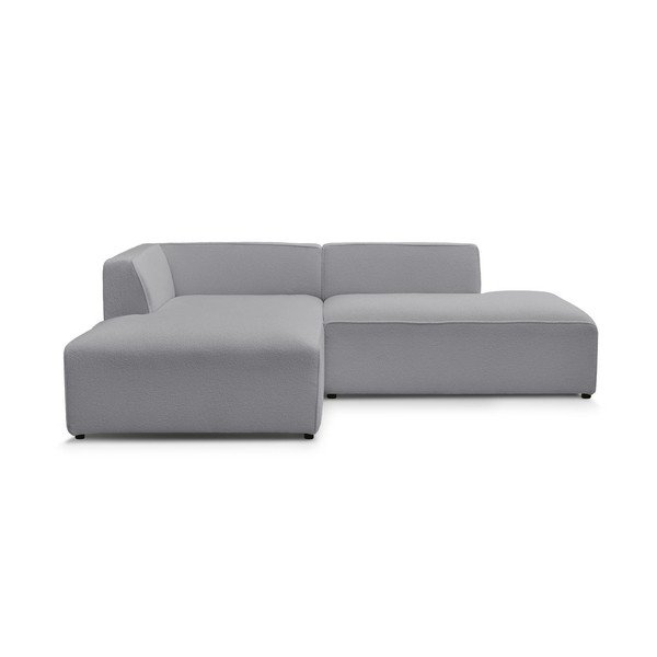 Divano angolare componibile grigio chiaro (penisola a sinistra/a L) con rivestimento in bouclé Megeve – Bobochic Paris