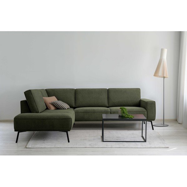 Divano angolare verde scuro (con penisola a sinistra/a L) con rivestimento in ciniglia Amsterdam – Scandic-image-1