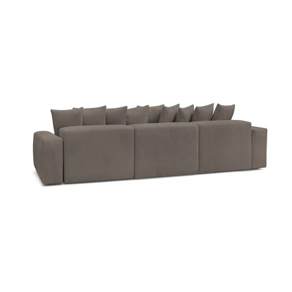 Divano angolare grigio/marrone con rivestimento in velluto a coste Voltaire – Bobochic Paris-image-4