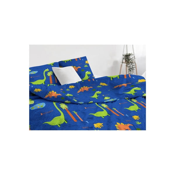 Set copripiumino e federa da bambini blu per letto singolo 140x200 cm Dinolar – Mijolnir-image-3