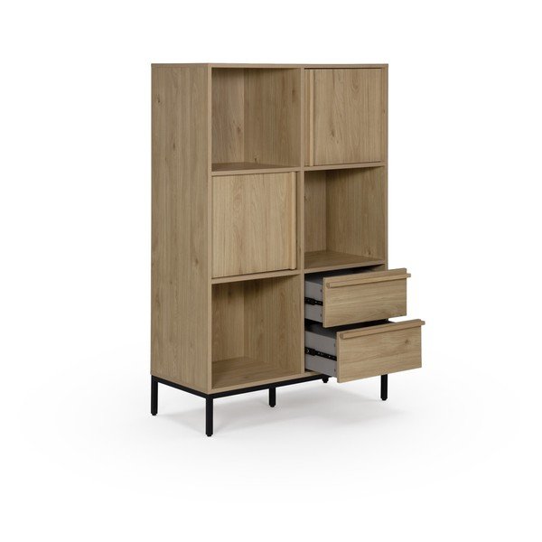 Libreria di colore naturale con effetto rovere 90x139x40 cm Luc – Marckeric-image-2