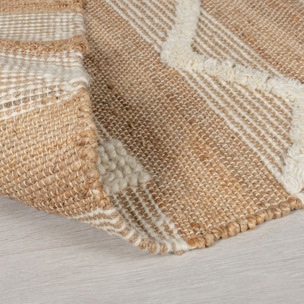 Passatoia bianca/di colore naturale in misto iuta tessuta a mano 60x230 cm Medina – Flair Rugs-image-3
