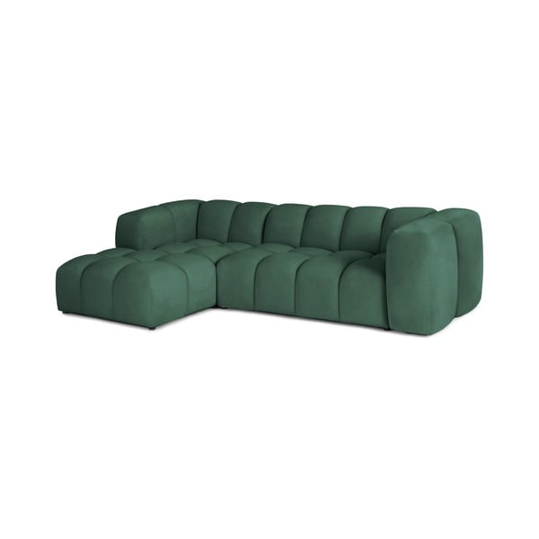 Divano angolare verde (con penisola a sinistra/con chaise lounge) con rivestimento in velluto Cube – Bonami Selection-image-2