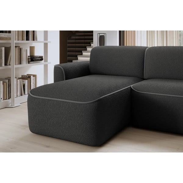 Divano angolare grigio scuro (con penisola a sinistra/con chaise lounge) e rivestimento in bouclé Ume – ELTAP-image-4