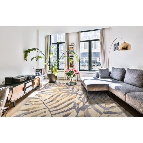 Tappeto in lana beige 133x180 cm Florid - Agnella-image-1