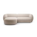 Divano angolare beige (con penisola a sinistra/con chaise lounge) con rivestimento in velluto Kate – Micadoni 