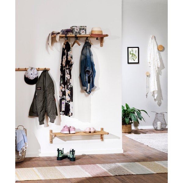 Appendiabiti da parete in legno di quercia in colore naturale Milford - Rowico-image-1