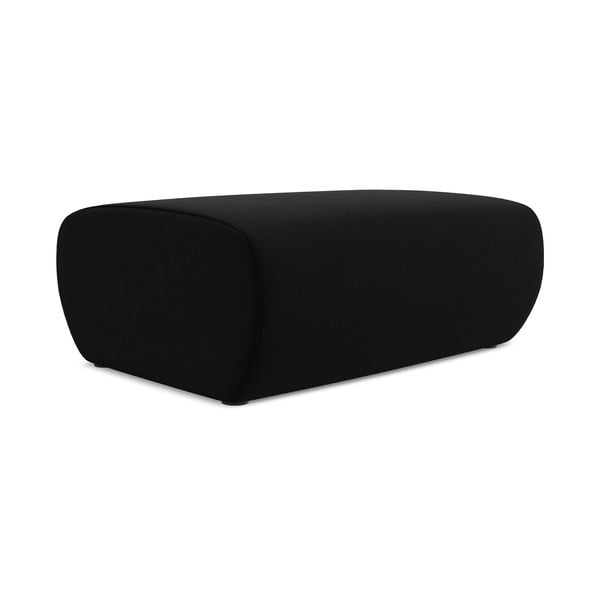 Poggiapiedi nero con rivestimento in velluto Kapua – Makamii-image-1