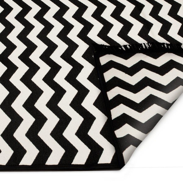 Tappeto bifacciale bianco e nero Zig Zag, 140 x 215 cm - Cihan Bilisim Tekstil-image-2