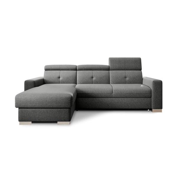 Divano angolare grigio allungabile/con contenitore (con penisola a sinistra/con chaise lounge) Fresia – ELTAP