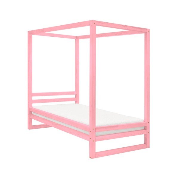 Růžová dřevěná jednolůžková postel Benlemi Baldee, 200 x 80 cm