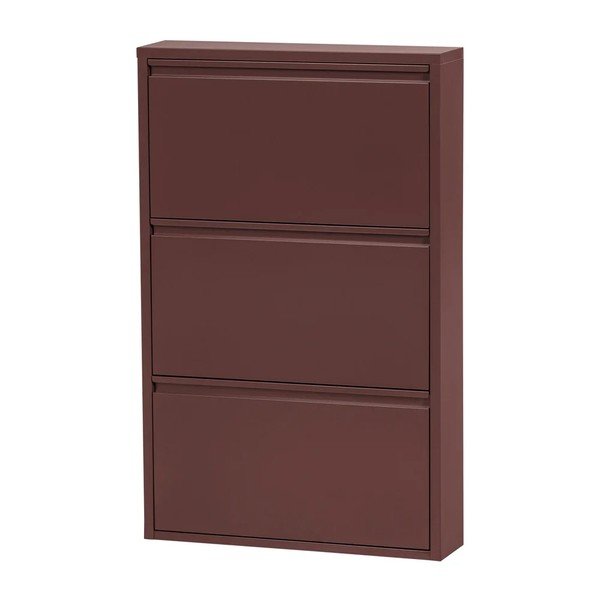 Scarpiera burgundy in metallo con ante ribaltabili 66x103x16 cm Sabine – WOOOD