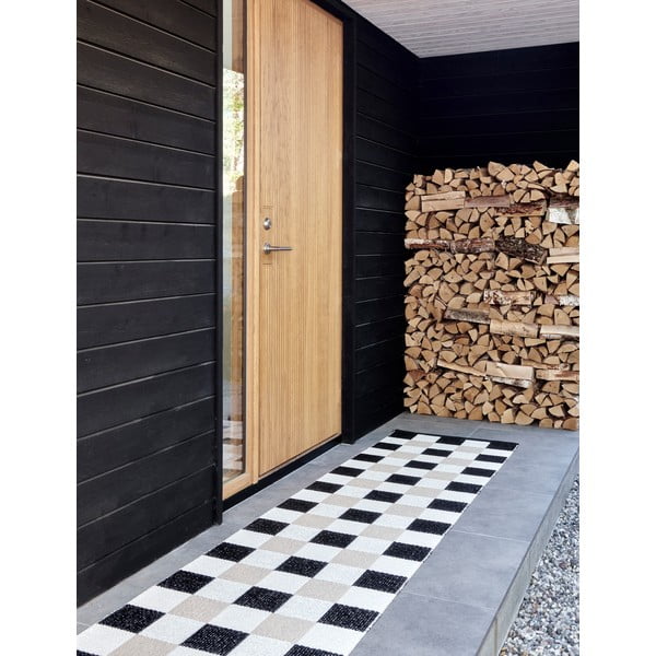 Passatoia da interno/esterno nera/color crema 70x300 cm Pix Black Vanilla – Pappelina-image-3