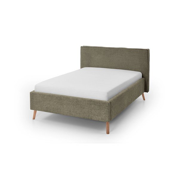 Letto matrimoniale imbottito verde scuro con contenitore con rete inclusa 140x200 cm Riva – Meise Möbel
