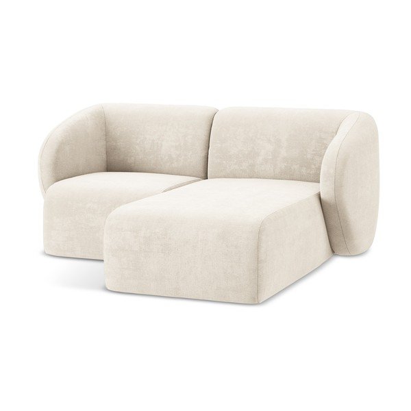 Divano angolare beige (con penisola a destra/con chaise lounge) con rivestimento in ciniglia Lani – Makamii-image-4