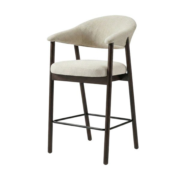 Sgabello da bar marrone/color crema imbottito con braccioli (altezza della seduta 67 cm) Elk – Unique Furniture