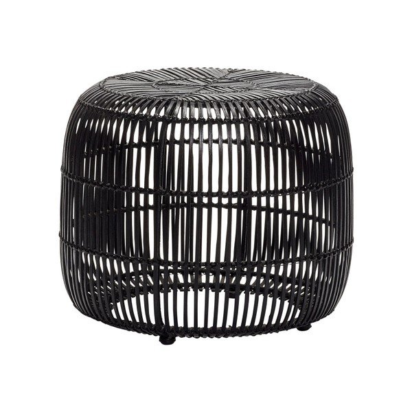 Sgabello in rattan nero Retto - Hübsch