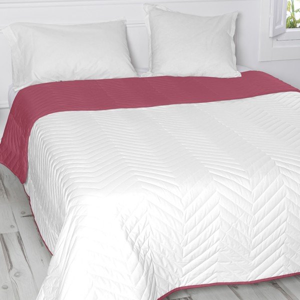 Copriletto trapuntato in cotone bianco e rosa 180x260 cm Arista - Happy Friday-image-4
