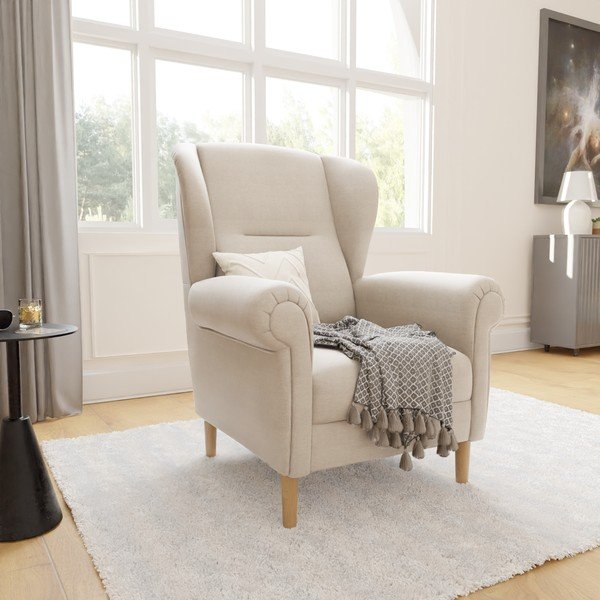 Poltrona con braccioli beige Swan – Ropez-image-3