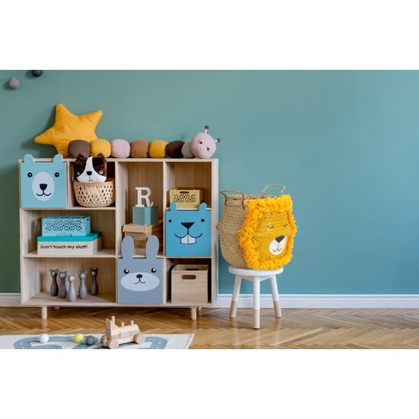 Cesto portagiochi da bambini in seagrass di colore giallo-naturale ø 30x28 cm Lion - Compactor-image-2