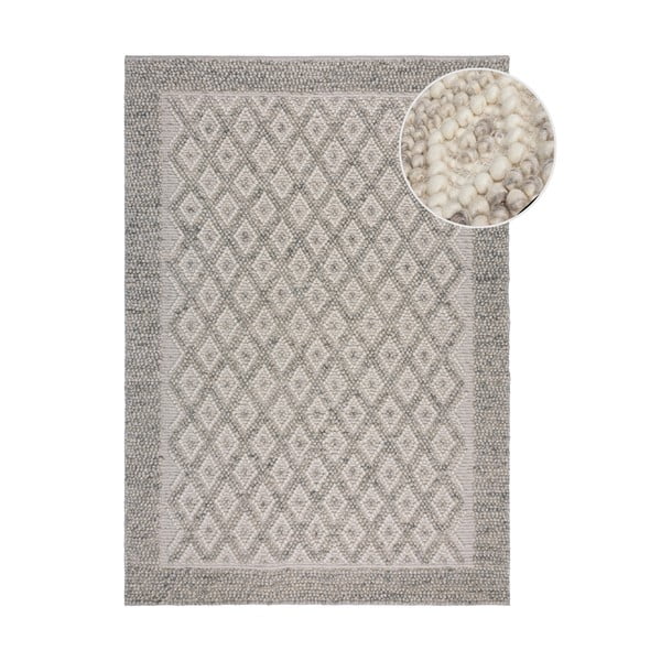 Tappeto grigio tessuto a mano con lana 120x170 cm Minerals Diamond - Flair Rugs