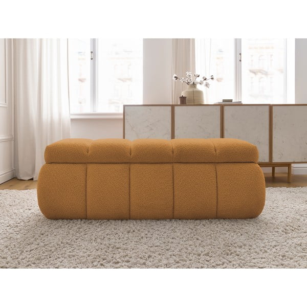 Panchina in giallo ocra con rivestimento in bouclé – Bobochic Paris-image-1