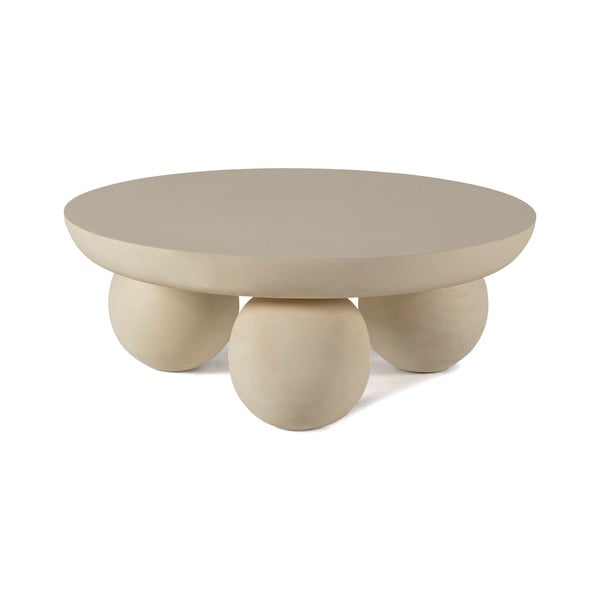 Tavolino da salotto rotondo beige in mango massiccio ø 90 cm Ailen – MOME-image-2