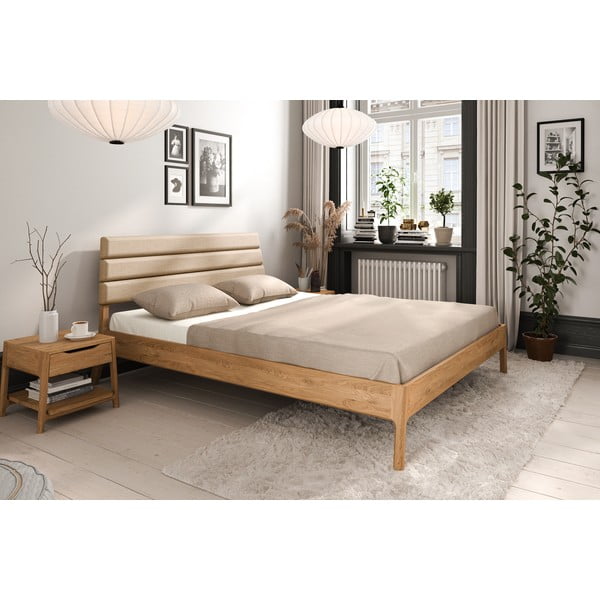 Letto matrimoniale in legno di quercia di colore naturale 160x200 cm Twig - The Beds-image-1