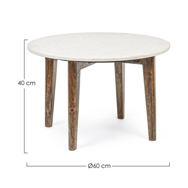 Tavolino da salotto rotondo bianco/di colore naturale con piano in marmo ø 60 cm Sylvester – Bizzotto-image-4
