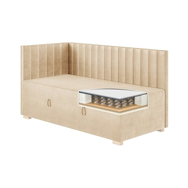 Letto da bambini con sponde beige con contenitore con materasso incluso 90x200 cm Snugi – Ghado-image-4