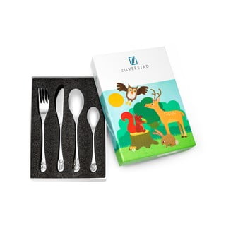 Posate per bambini in acciaio inox argento 4 pezzi Forest Animals - Zilverstad