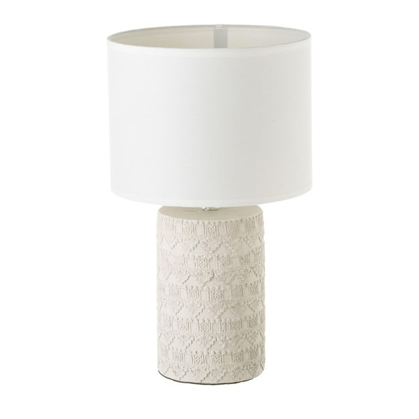Lampada da tavolo bianca e beige con paralume in tessuto (altezza 41 cm) - Casa Selección