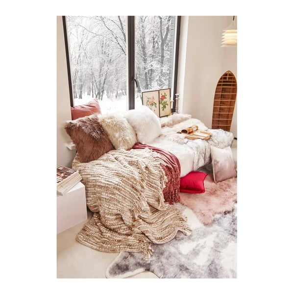 Cuscino in pelle di pecora bianca, 45 x 45 cm - Tiseco Home Studio-image-4