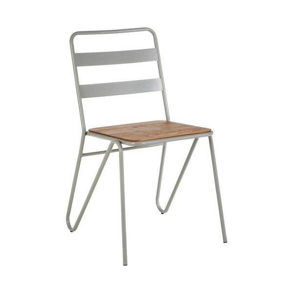 Sedia da pranzo grigia/di colore naturale in olmo massiccio District – Premier Housewares