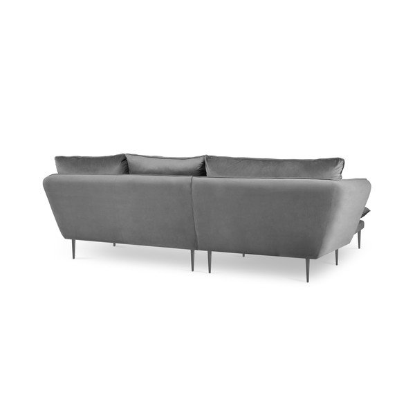 Divano angolare in velluto grigio chiaro Acacia, angolo sinistro - Mazzini Sofas-image-4