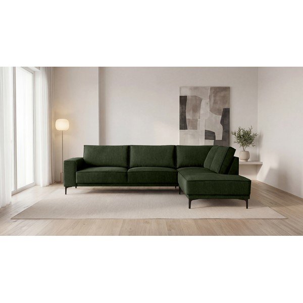 Divano angolare verde (con penisola a destra/a L) con rivestimento in ciniglia Copenhagen – Scandic-image-4