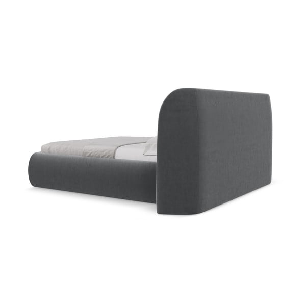 Letto matrimoniale imbottito grigio scuro con contenitore con griglia 180x200 cm Hauke - Makamii-image-4